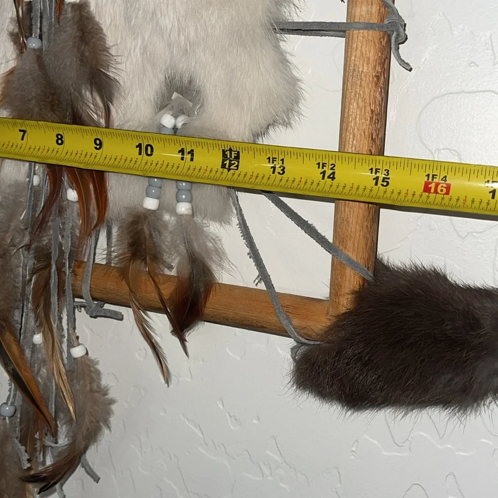 Handmade Dream Catcher Western home Decor Native American Leather Fur Feather